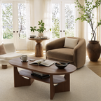 47" Mid-Century Modern Oval Coffee Table - Walnut Finish