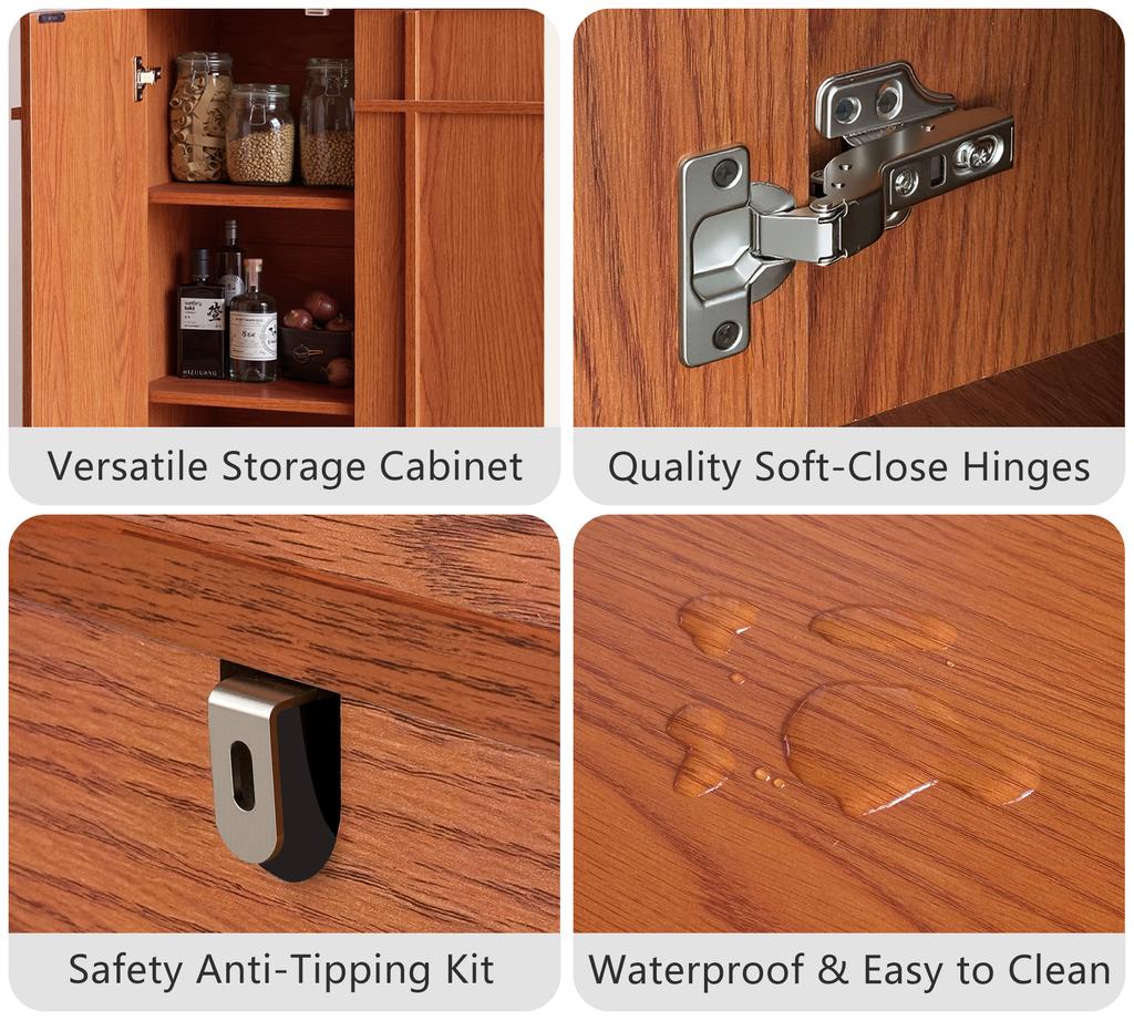The Linear 72" Kitchen Pantry | Classic Cherry Tall Storage Cabinet