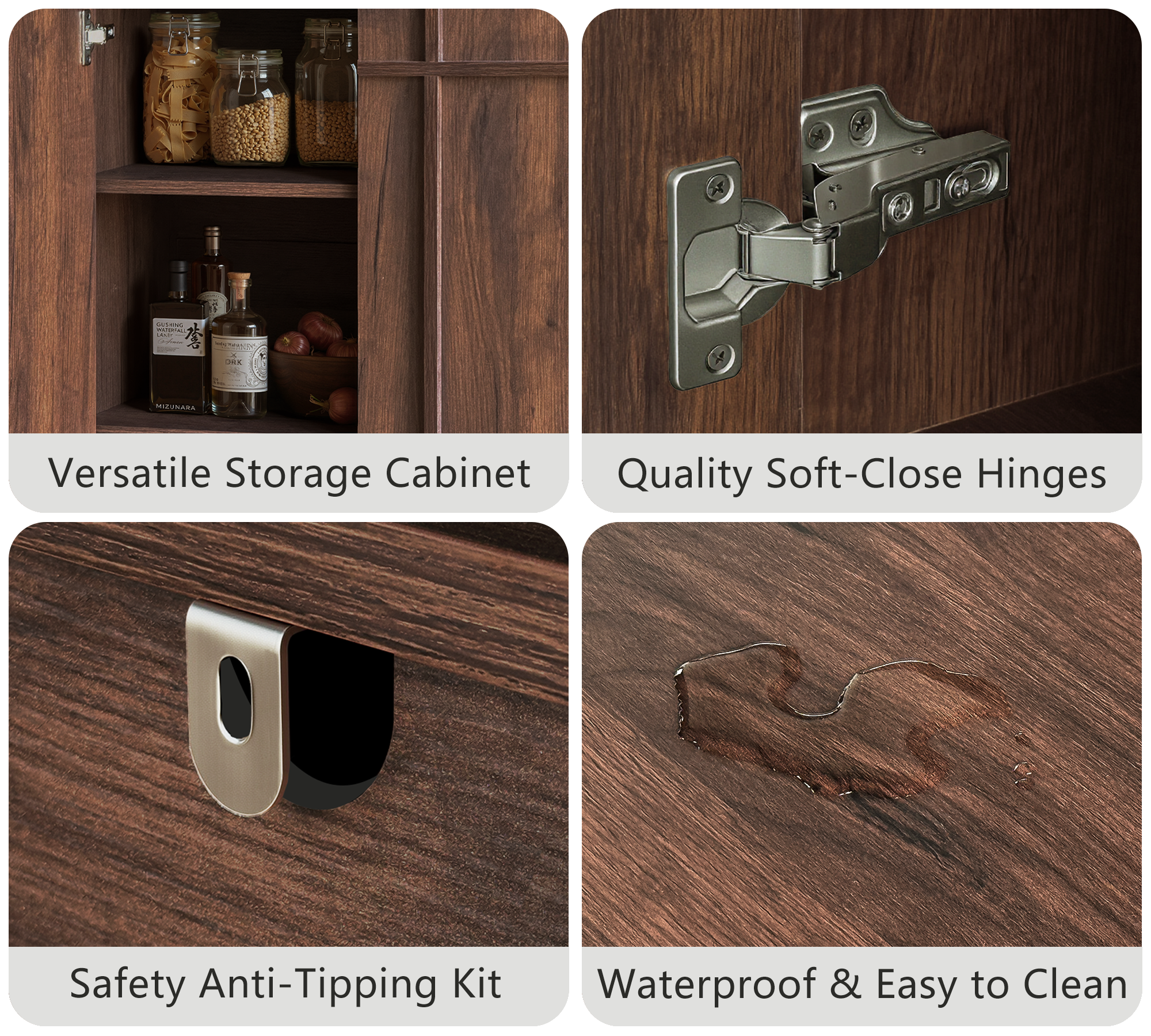 The Linear 72" Kitchen Pantry | Deep Walnut Tall Storage Cabinet
